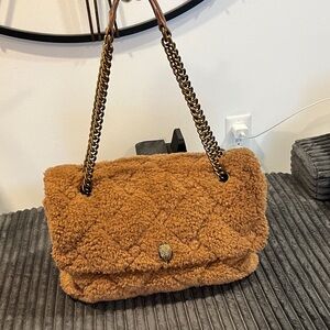 Teddy Faux-Shearling Shoulder Bag in Camel